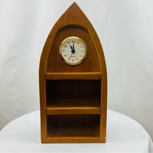Vintage Seth Thomas Wooden Boat with Mini Shelves Clock Hunter Green Color